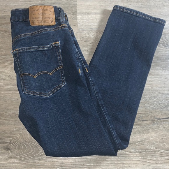 Straight Leg Dark Wash Denim - American Eagle Original Active Flex Vintage Jeans - Picture 6 of 7